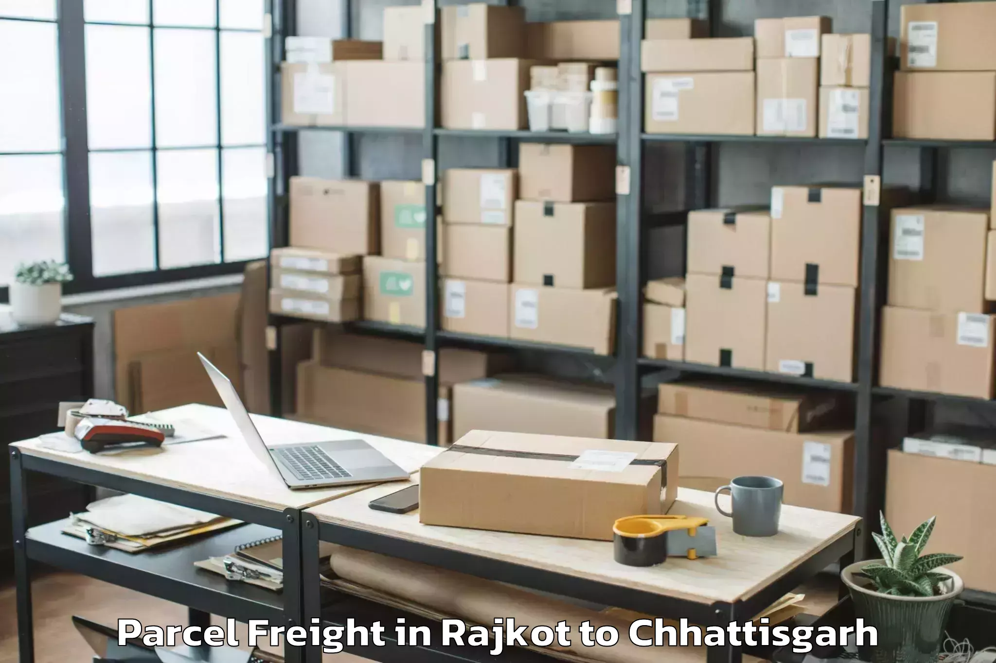 Quality Rajkot to Kalinga University Raipur Parcel Freight